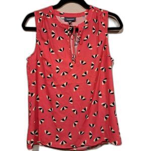 Modcloth sleeveless blouse top, pink with black/white umbrellas, size xs